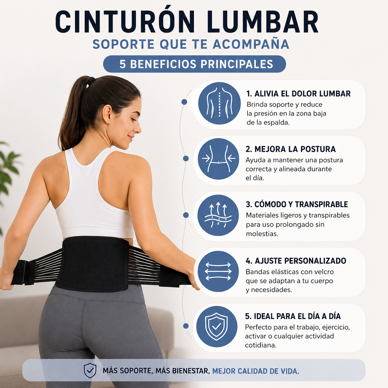 Cinturón de Soporte Lumbar Anti-Dolor y Ciática.