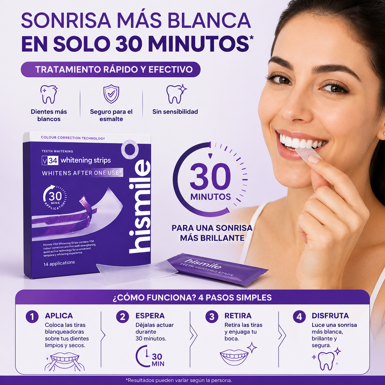 WhitePro V34™ Blanqueamiento Instantáneo Sin Sensibilidad