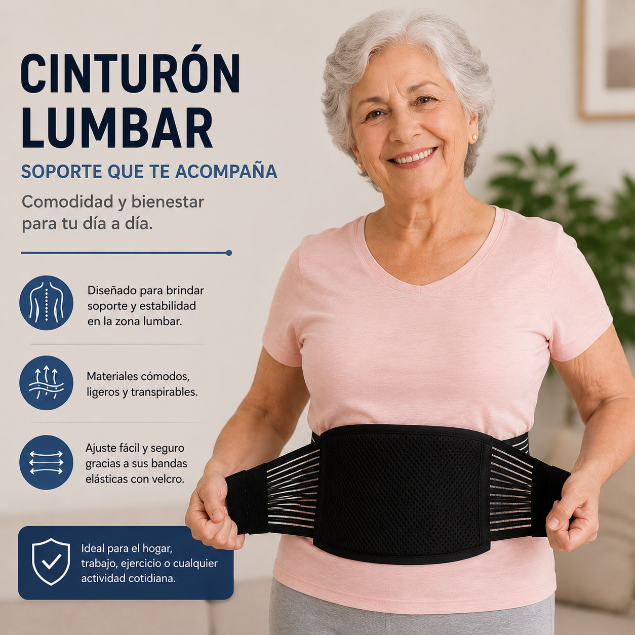 Cinturón de Soporte Lumbar Anti-Dolor y Ciática.